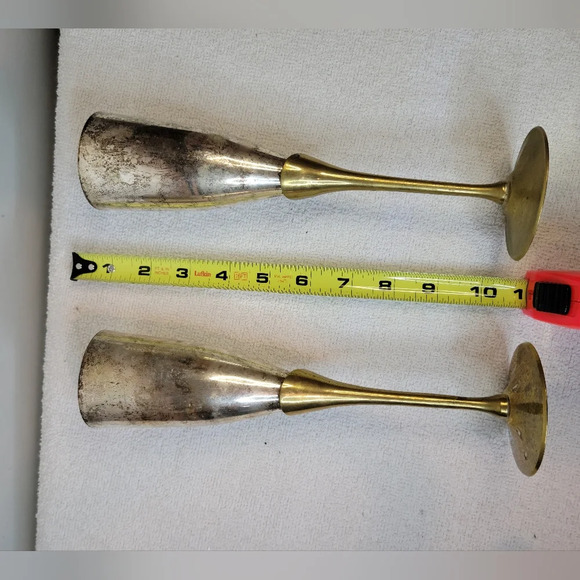 Antique Champagne Flute Glasses S. P. Brass India Brass Copper - Picture 7 of 13